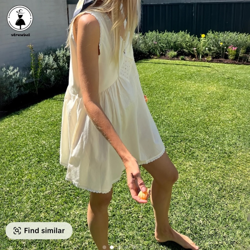 Sleeveless Pastel Yellow Eyelet Mini Dress - Casual Summer Style